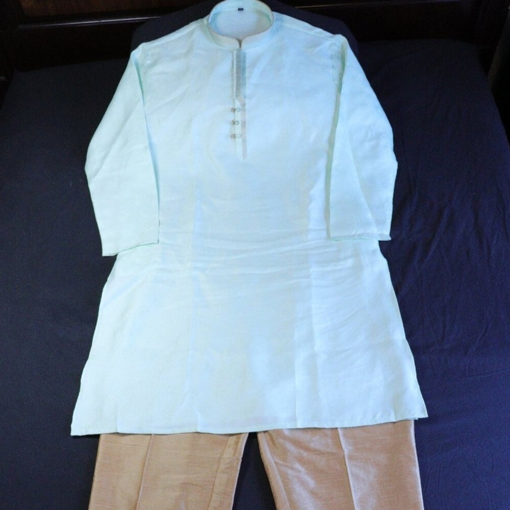 Mint Gold Kurta Pant Set